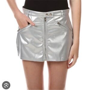 NWT HYFVE metallic faux leather zip mini skirt